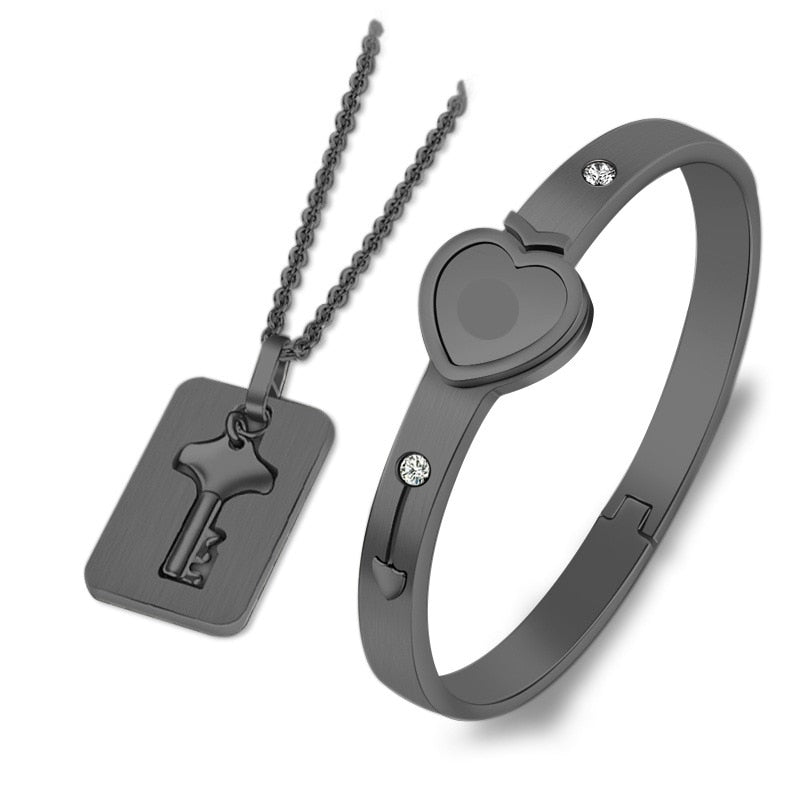 Concentric Lock Key Non-Fading Forever Love Jewelry Set