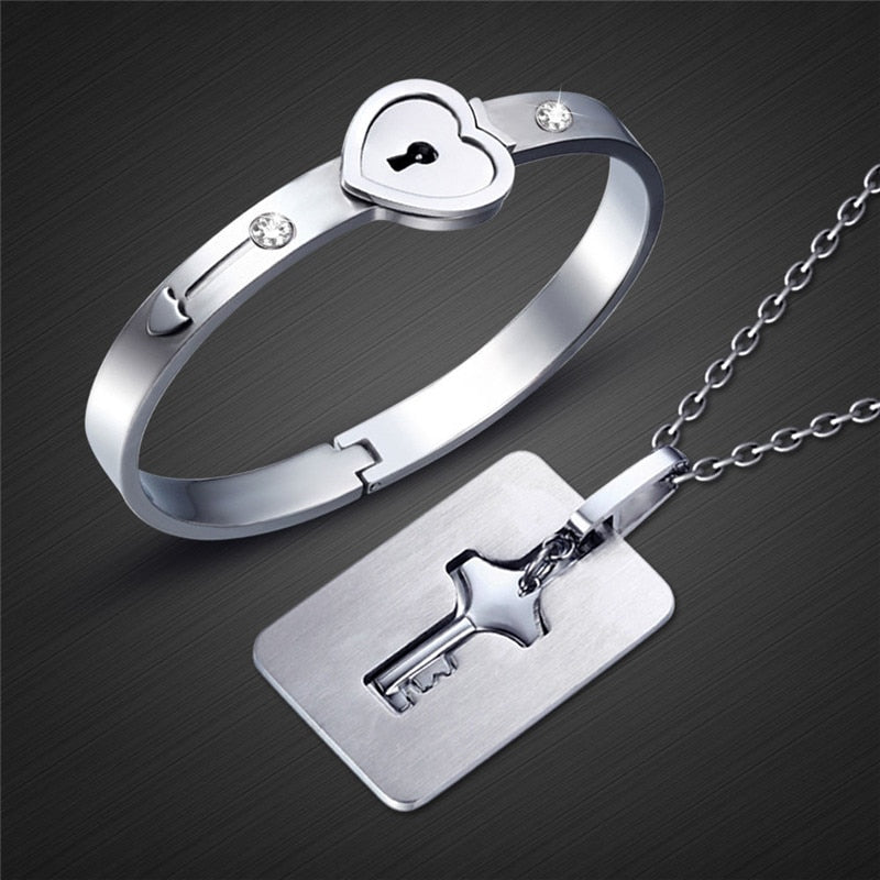 Concentric Lock Key Non-Fading Forever Love Jewelry Set