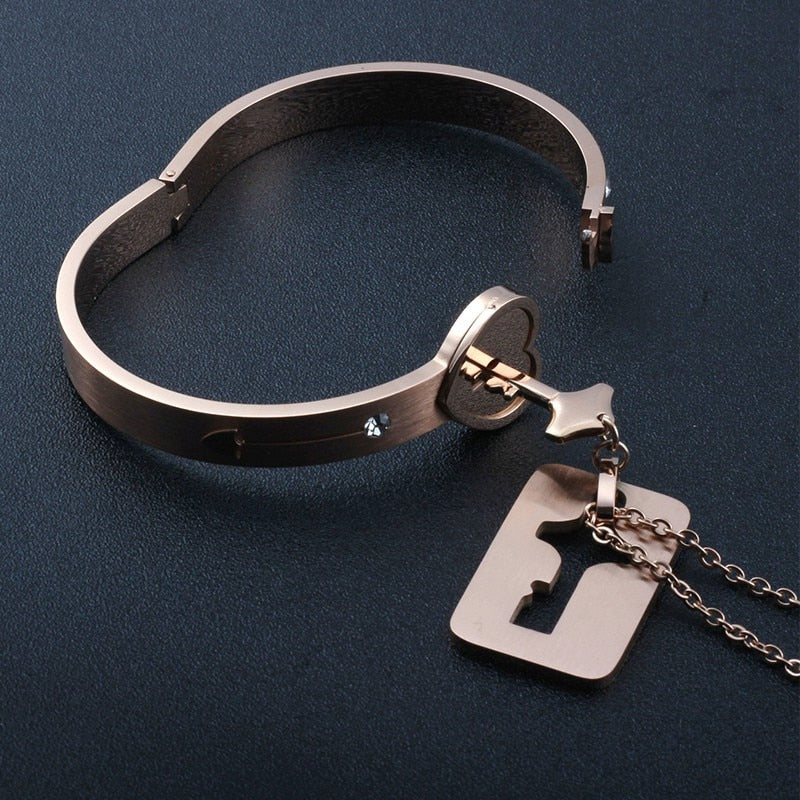 Concentric Lock Key Non-Fading Forever Love Jewelry Set