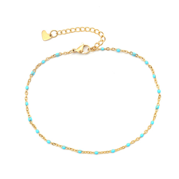 Tobillera de acero inoxidable 304 esmaltada para mujer