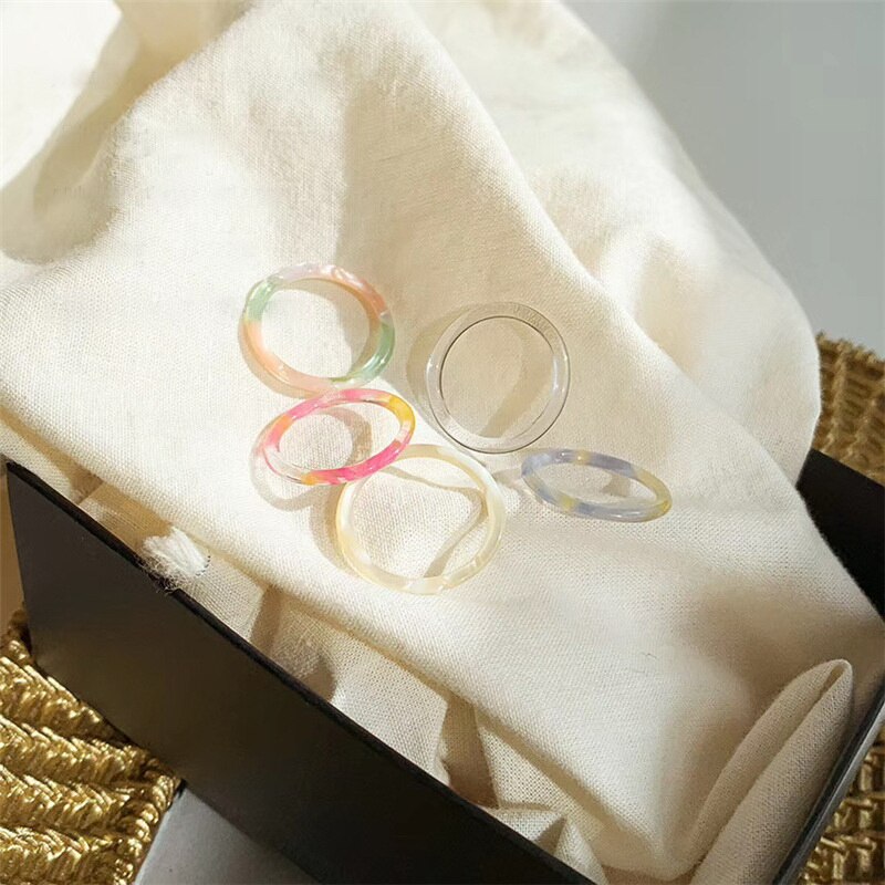 Colourful Resin Acrylic Rings Set