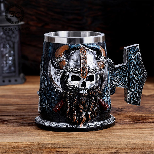 Jarra de acero inoxidable estilo guerrero vikingo Danegeld