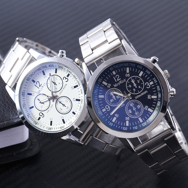 Luxury Men's Business Quartz Watches Stainless Steel Round Dial Casual Watch