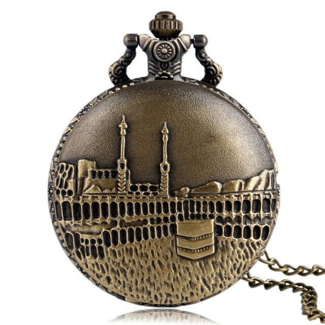 Classic Castle Building Quartz Pocket Watch