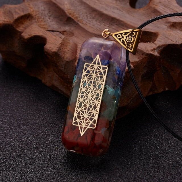 Natural Stone Geometric Pattern  Rope Chain  Necklace