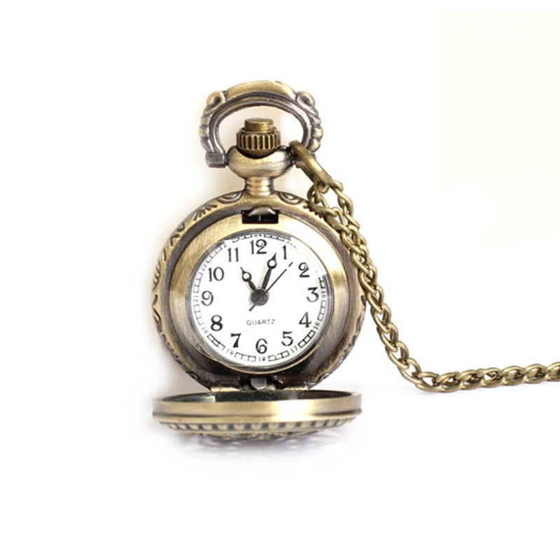Vintage Small Size Lotus Hollow Quartz Pocket Watch