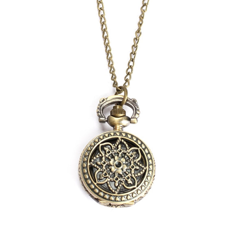 Vintage Small Size Lotus Hollow Quartz Pocket Watch