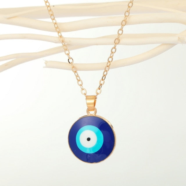 Simple Evil Eye Thin Pendant Women Jewelry Necklace