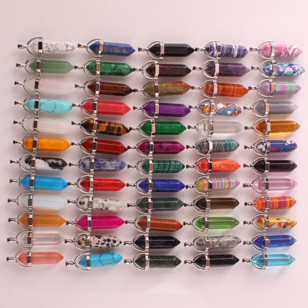 Mixed Pillar Bullet Charms Chakra Pendulum