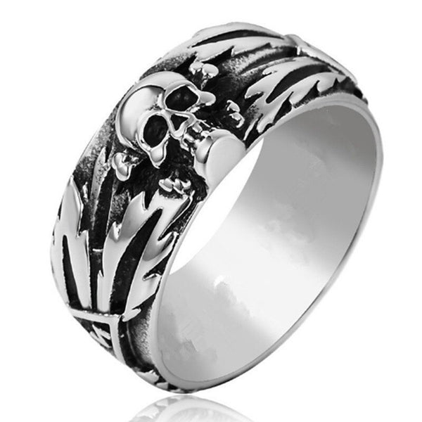 Anillos de motociclista vintage góticos con diseño de calavera de la muerte y esqueleto para fiesta de cóctel para niños