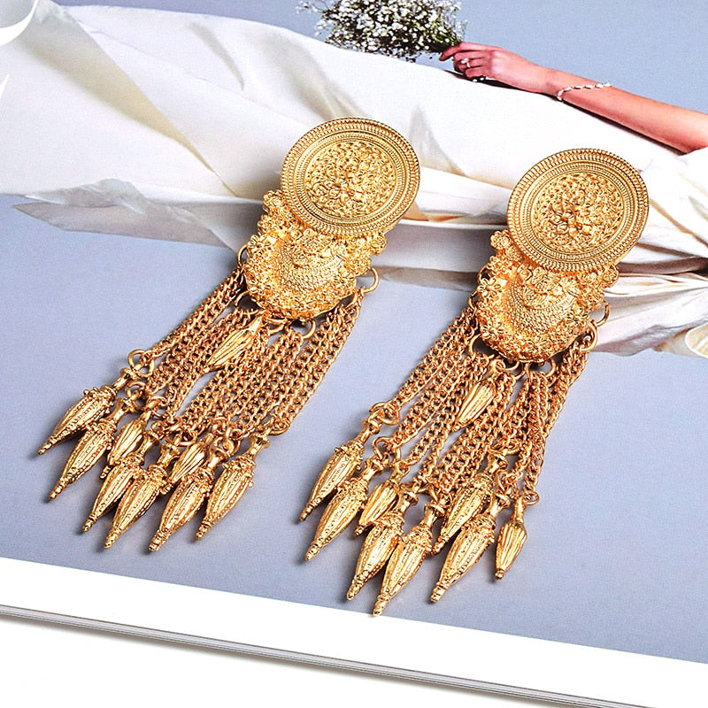 New Long Gold Dangle Drop Earrings