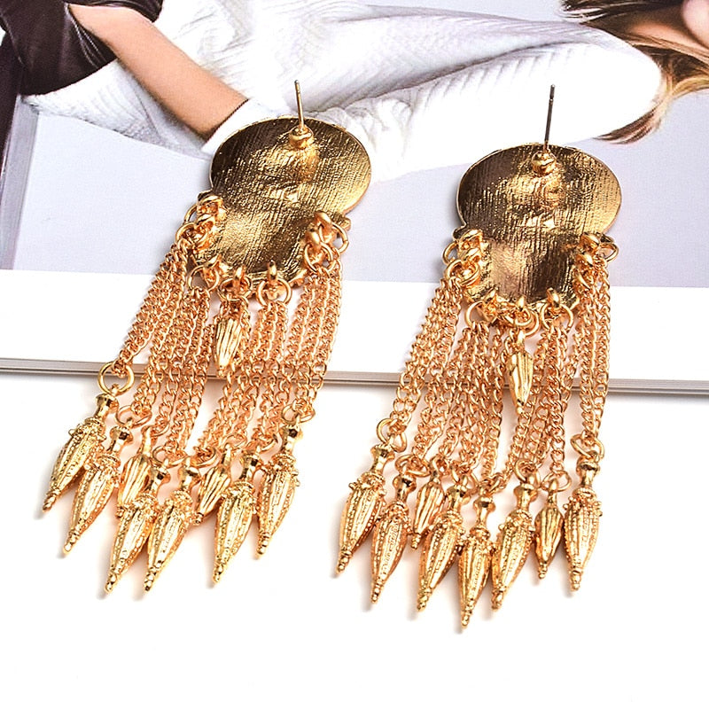 New Long Gold Dangle Drop Earrings