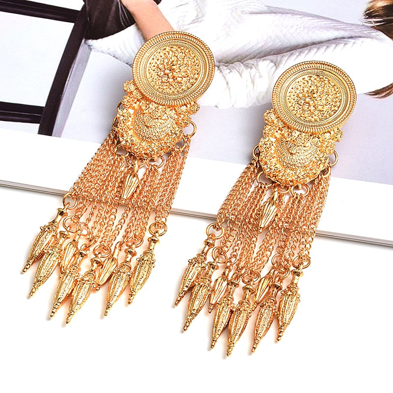 New Long Gold Dangle Drop Earrings