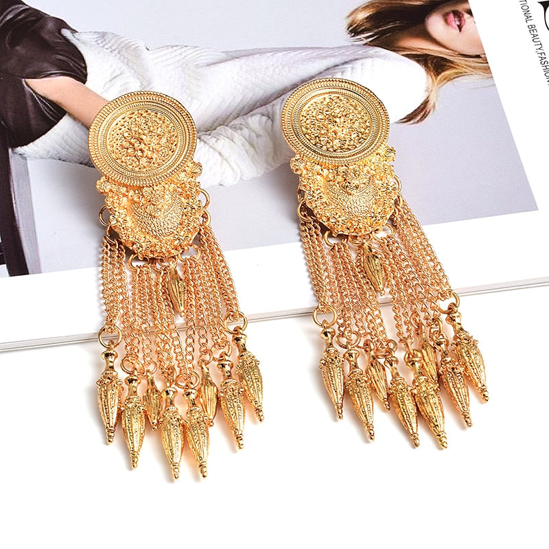 New Long Gold Dangle Drop Earrings