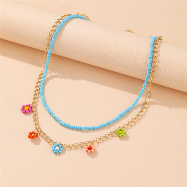 Bohemian Colorful Bead Shell Necklace