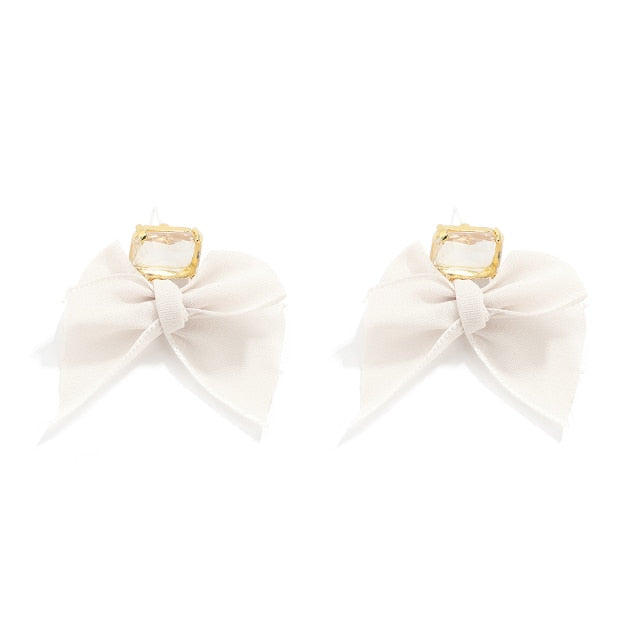 New Sweet Black White Bowknot Women Earrings