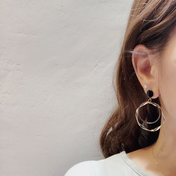 Pendientes geométricos circulares de moda sin perforar