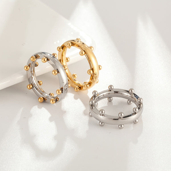 Luxury Stainless Steel Mini Ball Ring Gold Plated Women Men Rings