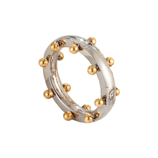 Luxury Stainless Steel Mini Ball Ring Gold Plated Women Men Rings