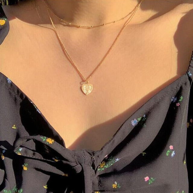 Fashion Imitation Pearl Thick Chain Pendant Necklace