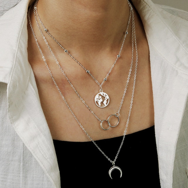 Fashion Imitation Pearl Thick Chain Pendant Necklace