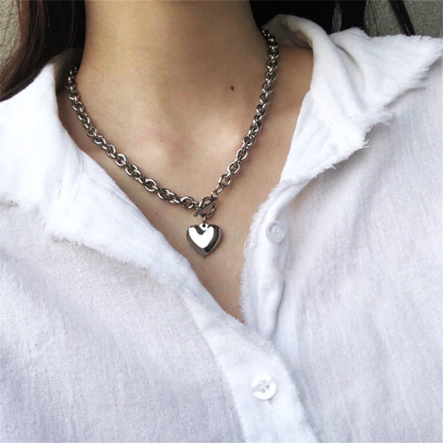 Fashion Imitation Pearl Thick Chain Pendant Necklace
