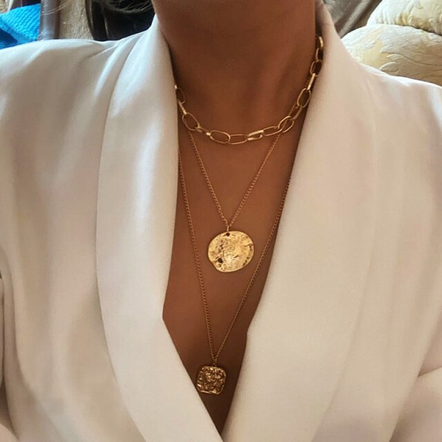 Fashion Imitation Pearl Thick Chain Pendant Necklace
