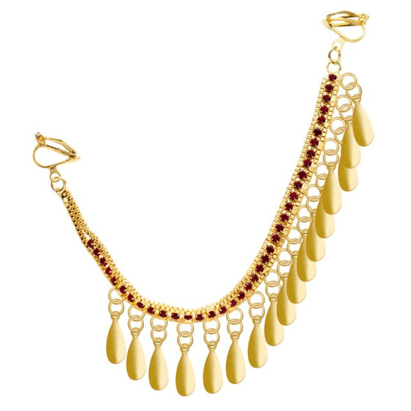 Pendientes colgantes con cadena para la nariz, estilo étnico indio, para mujer