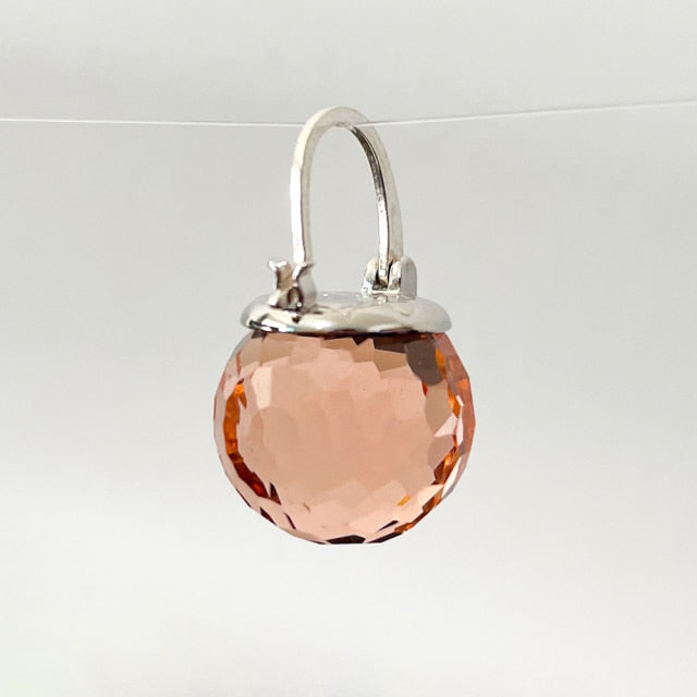Purple Austrian Crystal Ball Heart Drop Earrings