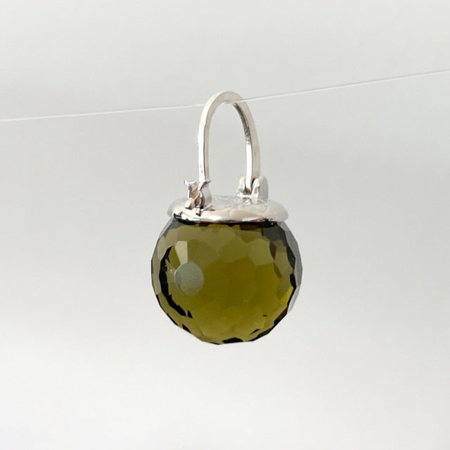 Purple Austrian Crystal Ball Heart Drop Earrings