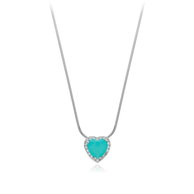 Korean New Exquisite Blue Crystal Necklace