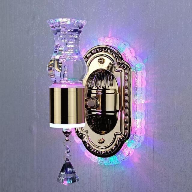 New Led Wall Light  Real flower Crystal Amber Bedside Wall Lamp