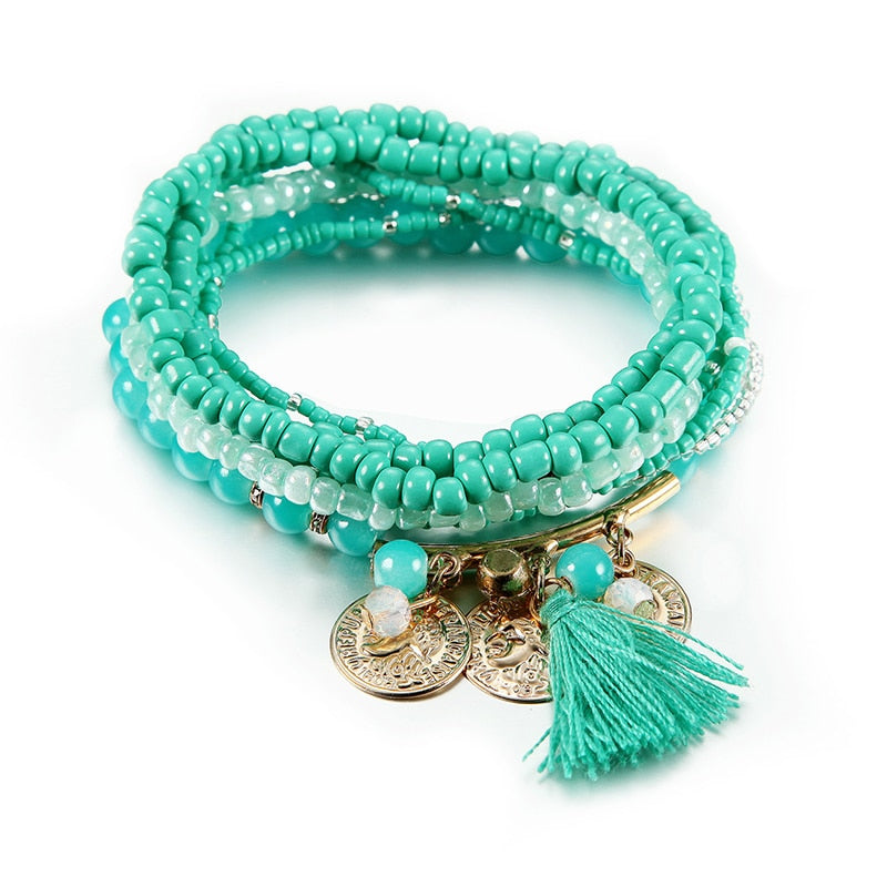 Women Bohemian Jewelry Multilayer Elastic Set