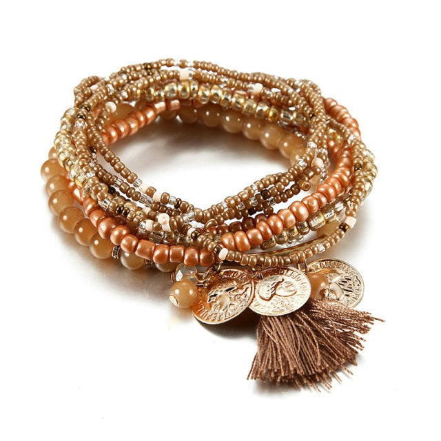 Women Bohemian Jewelry Multilayer Elastic Set