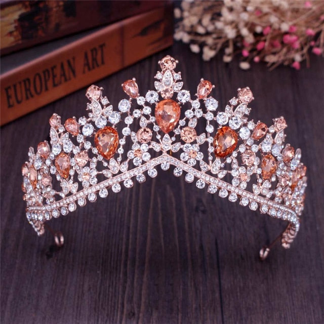 Banquet Party Crystal Crown Necklace Earrings Weddings Sets
