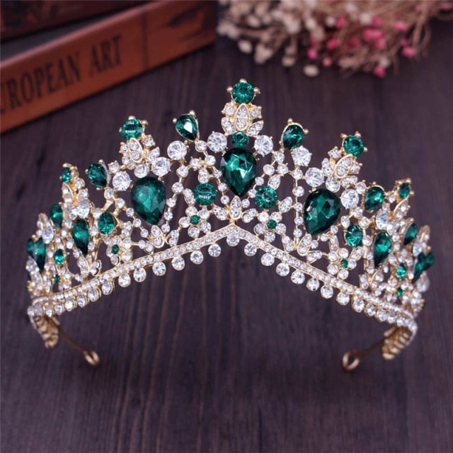 Banquet Party Crystal Crown Necklace Earrings Weddings Sets