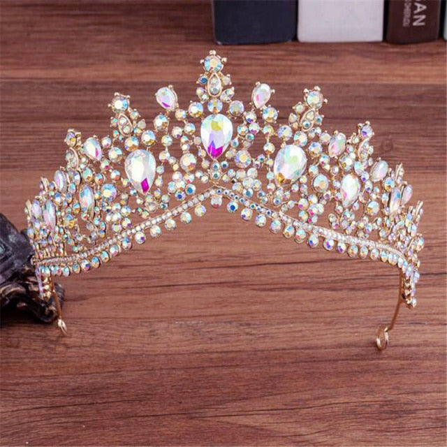 Banquet Party Crystal Crown Necklace Earrings Weddings Sets