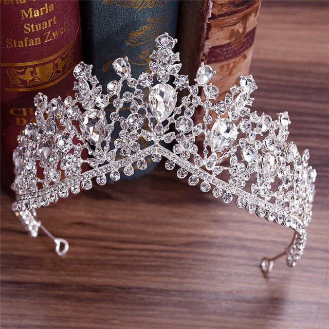 Banquet Party Crystal Crown Necklace Earrings Weddings Sets
