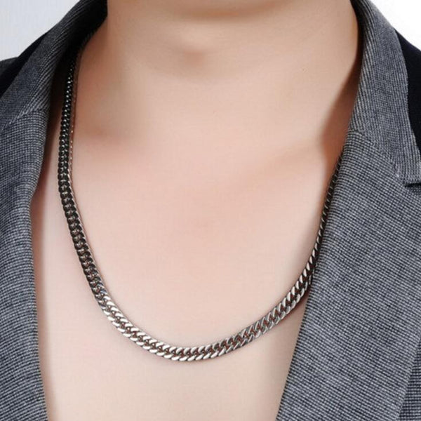 Stainless Steel Silver Plated Cadenas Hombre Necklace