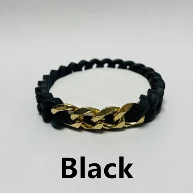 Cuban Chain titanium steel silicone twist  bracelet