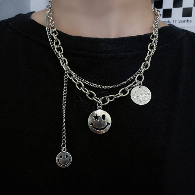 Goth Hip Hop Egirl Chain Smile Pendant