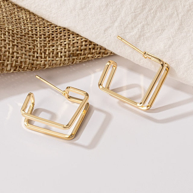 Fashion Gold Big Hoop Twisted Earrings
