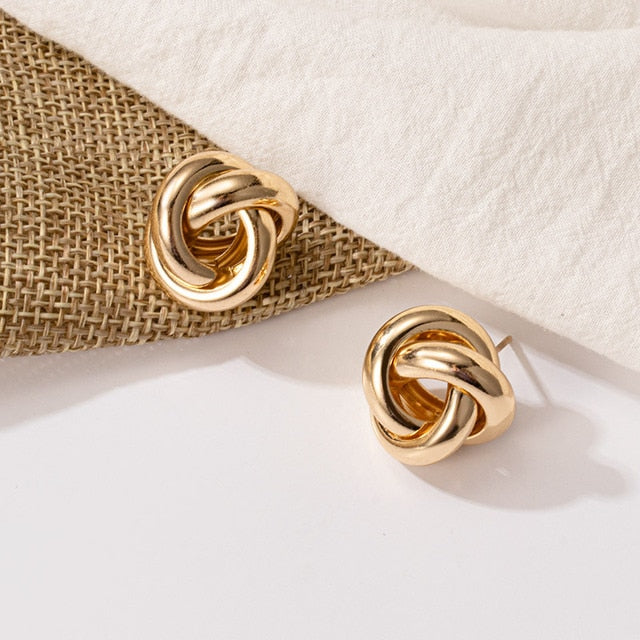 Fashion Gold Big Hoop Twisted Earrings
