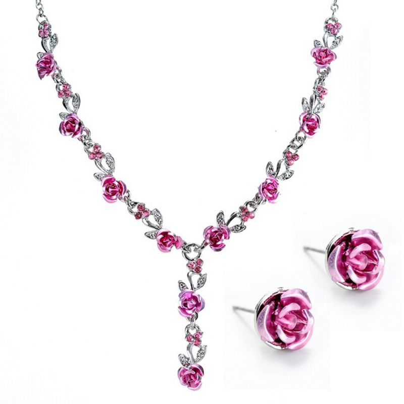 Vintage Necklace Earrings Wedding Bridal Elegant Jewelry Sets