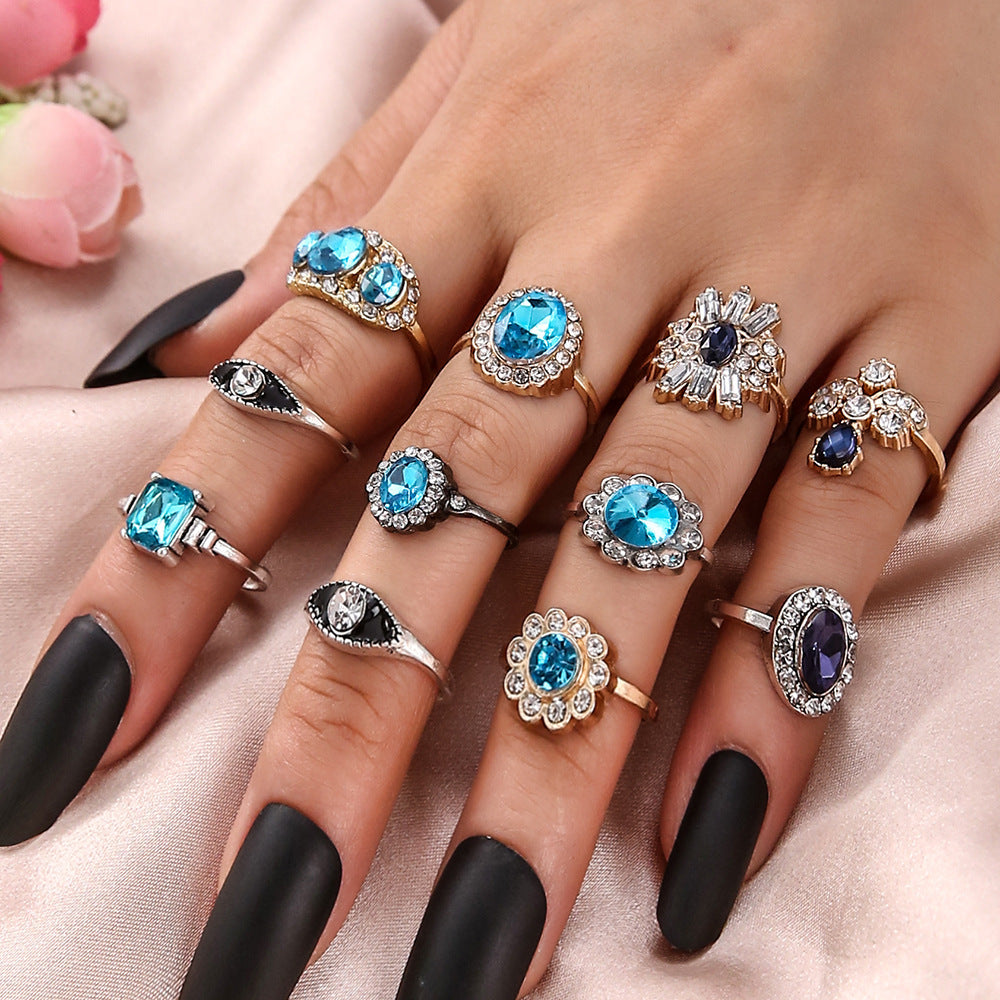Bohemian Retro Water Drop Flower Sunflower Moon Sun Ring