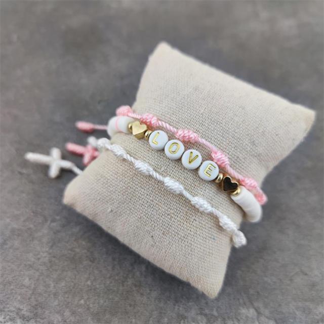 Boho Letter White Charm Bracelet Men Women