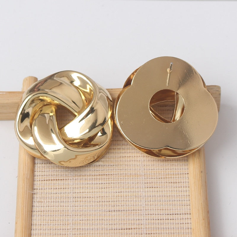 Big Vintage Metal Twisted Stud Earrings