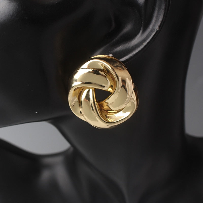 Big Vintage Metal Twisted Stud Earrings