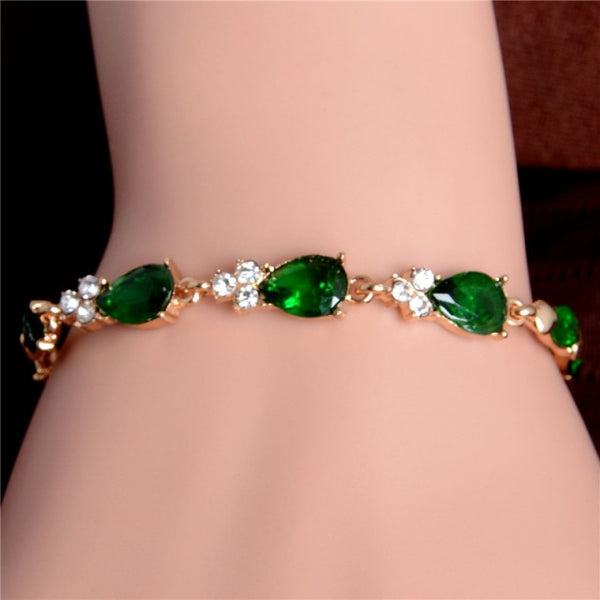 Hermosa pulsera de cristal austriaco con forma de gota de agua