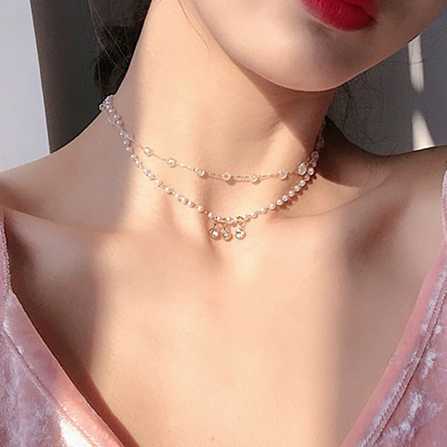 Beaded Choker Pearl Necklace